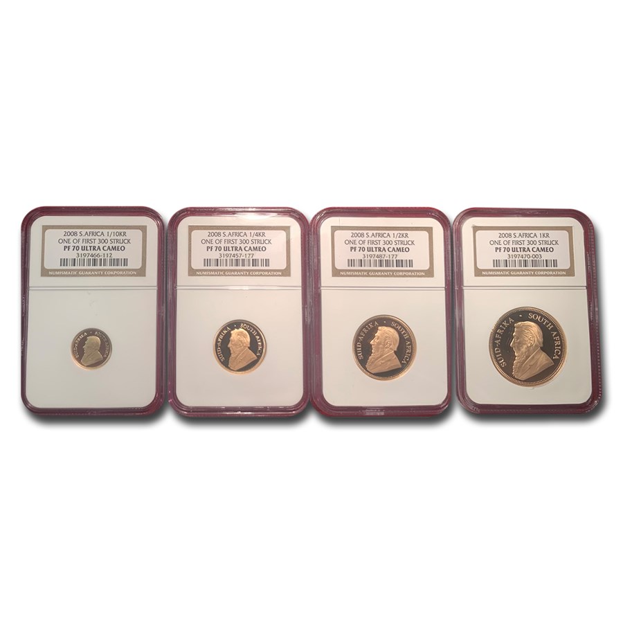 2008 South Africa 4-Coin Gold Krugerrand Proof Set PF-70 NGC