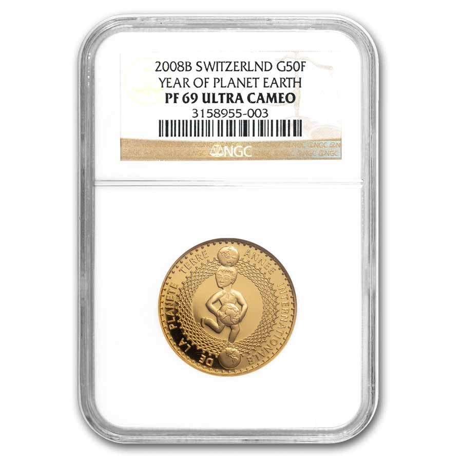 2008 Switzerland Proof Gold 50 Francs Planet Earth PF-69 NGC