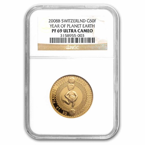 2008 Switzerland Proof Gold 50 Francs Planet Earth PF-69 NGC 2008 Switzerland Proof Gold 50 Francs Planet Earth PF-69 NGC