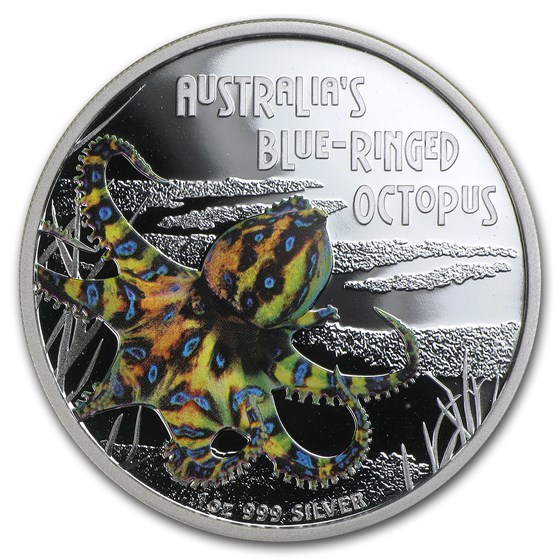2008 Tuvalu 1 oz Silver Blue Ringed Octopus Proof 2008 Tuvalu 1 oz Silver Blue Ringed Octopus Proof
