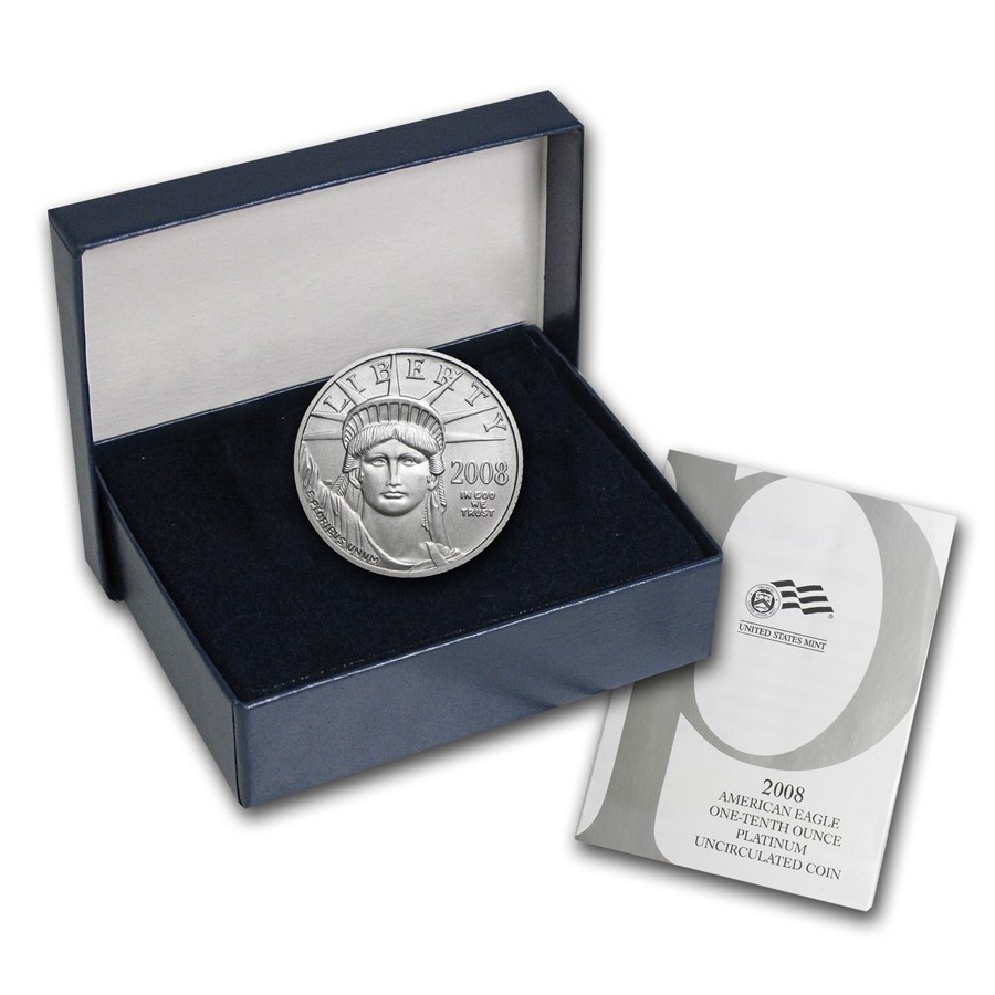 2008-W 1/10 oz Burnished American Platinum Eagle (w/Box & COA)