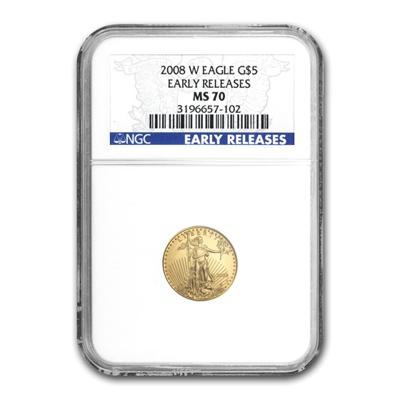 2008-W 1/10 oz Burnished Gold American Eagle MS-70 NGC (ER) 2008-W 1/10 oz Burnished Gold American Eagle MS-70 NGC (ER)