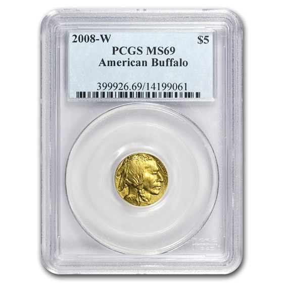 2008-W 1/10 oz Gold Buffalo SP/MS-69 PCGS 2008-W 1/10 oz Gold Buffalo SP/MS-69 PCGS