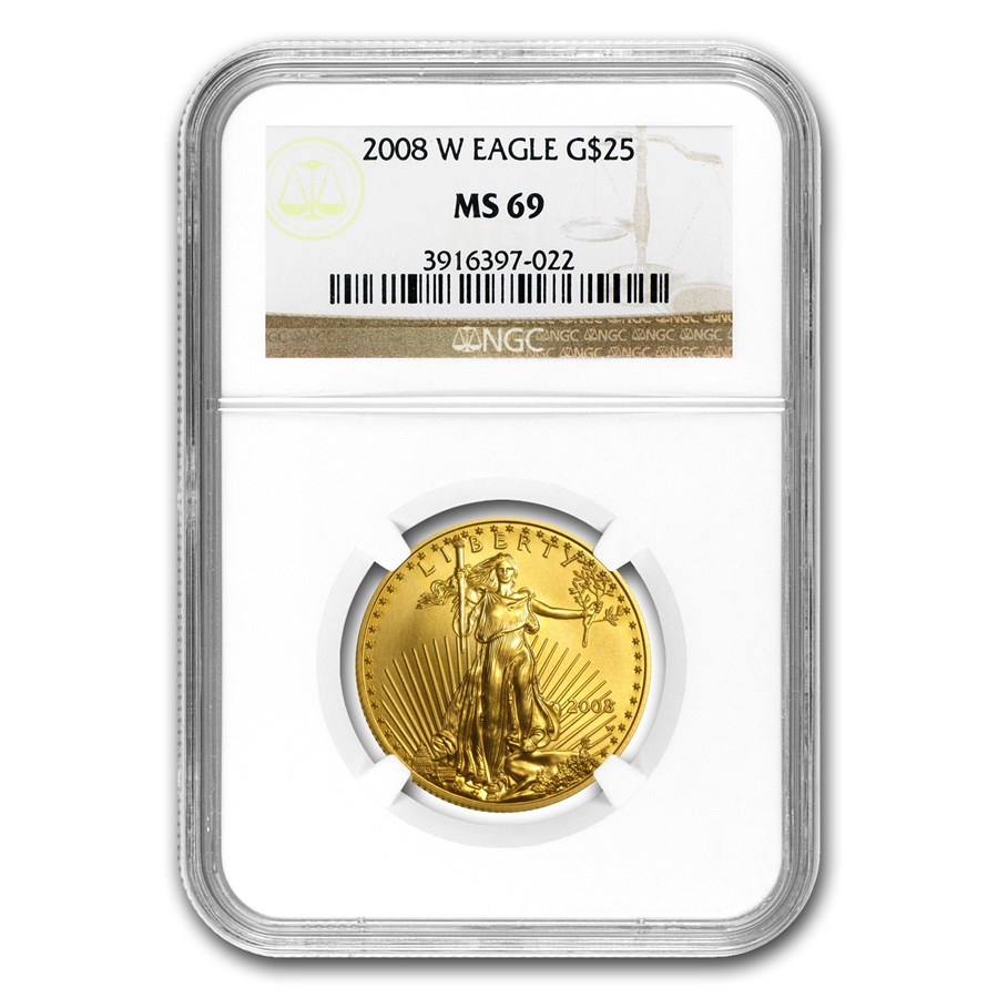 2008-W 1/2 oz Burnished American Gold Eagle MS-69 NGC