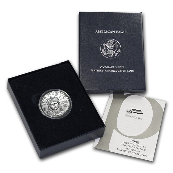 2008-W 1/2 oz Burnished American Platinum Eagle (w/Box & COA) 2008-W 1/2 oz Burnished American Platinum Eagle (w/Box & COA)