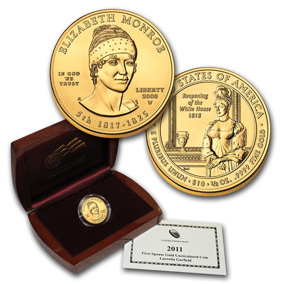 2008-W 1/2 oz Gold Elizabeth Monroe BU (w/Box & COA) 2008-W 1/2 oz Gold Elizabeth Monroe BU (w/Box & COA)