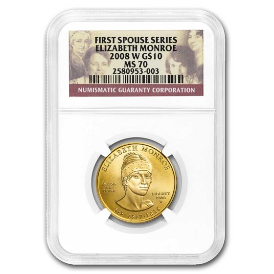 2008-W 1/2 oz Gold Elizabeth Monroe MS-70 NGC 2008-W 1/2 oz Gold Elizabeth Monroe MS-70 NGC