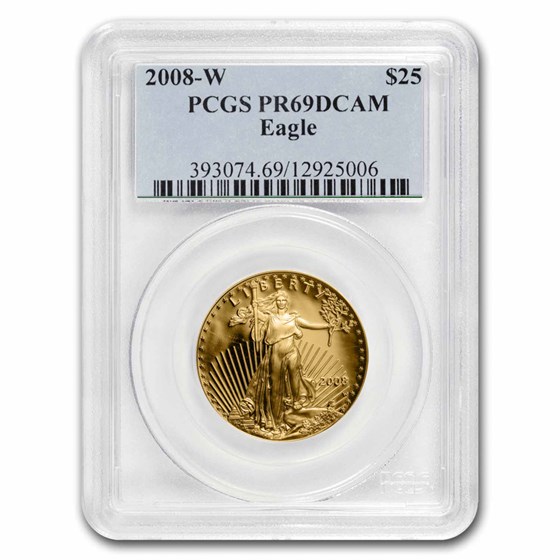 2008-W 1/2 oz Proof American Gold Eagle PR-69 DCAM PCGS 2008-W 1/2 oz Proof American Gold Eagle PR-69 DCAM PCGS