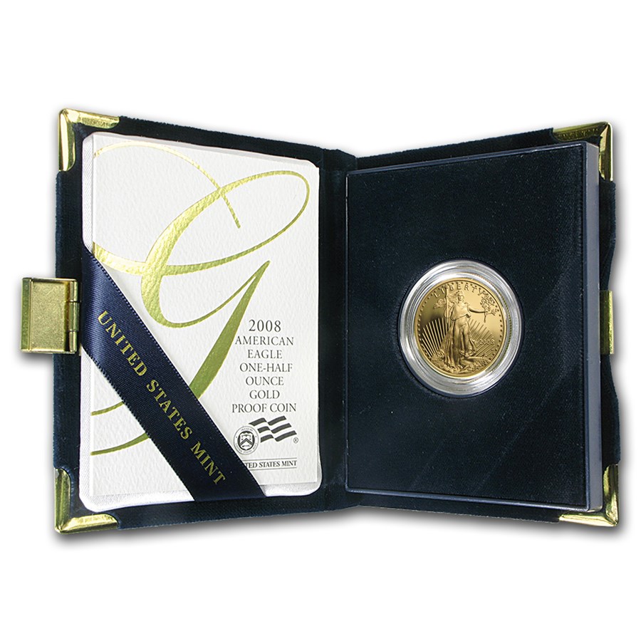 2008-W 1/2 oz Proof American Gold Eagle (w/Box & COA)