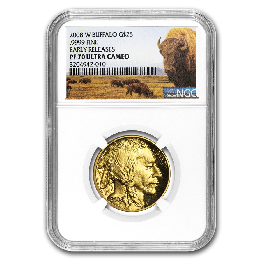 Buy 2008-W 1/2 oz Proof Gold Buffalo PF-70 NGC (ER, Buffalo Label) | APMEX