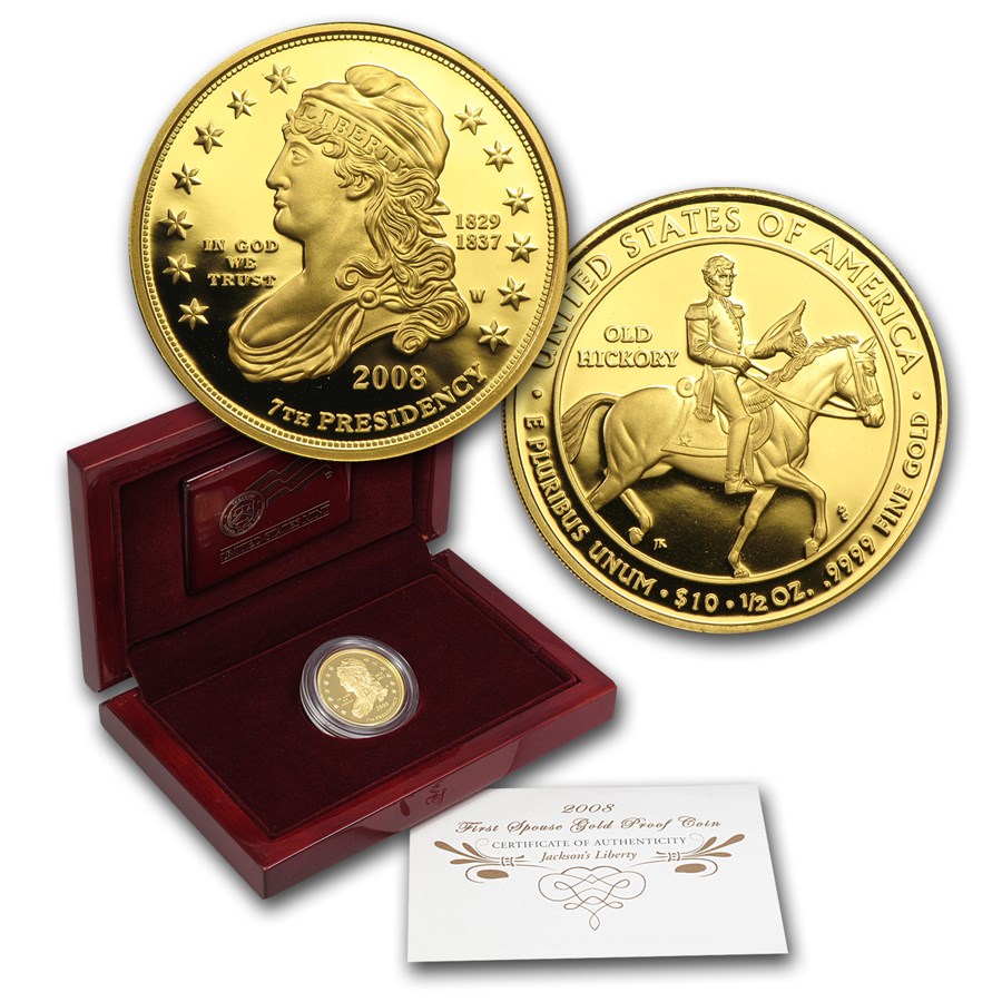 2008-W 1/2 oz Proof Gold Jackson's Liberty (w/Box & COA)