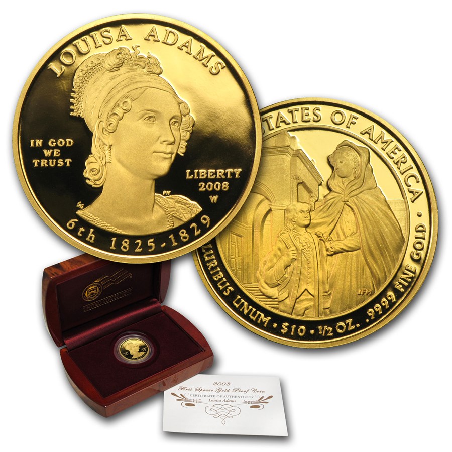 2008-W 1/2 oz Proof Gold Louisa Adams (w/Box & COA)