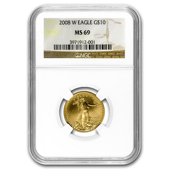 2008-W 1/4 oz Burnished American Gold Eagle MS-69 NGC 2008-W 1/4 oz Burnished American Gold Eagle MS-69 NGC