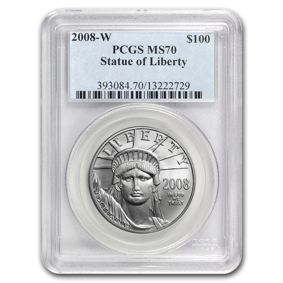 2008-W 1 oz Burnished American Platinum Eagle MS-70 PCGS 2008-W 1 oz Burnished American Platinum Eagle MS-70 PCGS