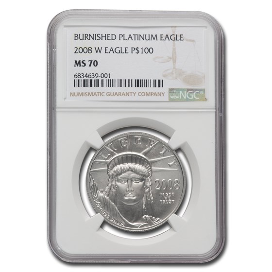 2008-W 1 oz Burnished American Platinum Eagle MS/SP-70 NGC 2008-W 1 oz Burnished American Platinum Eagle MS/SP-70 NGC