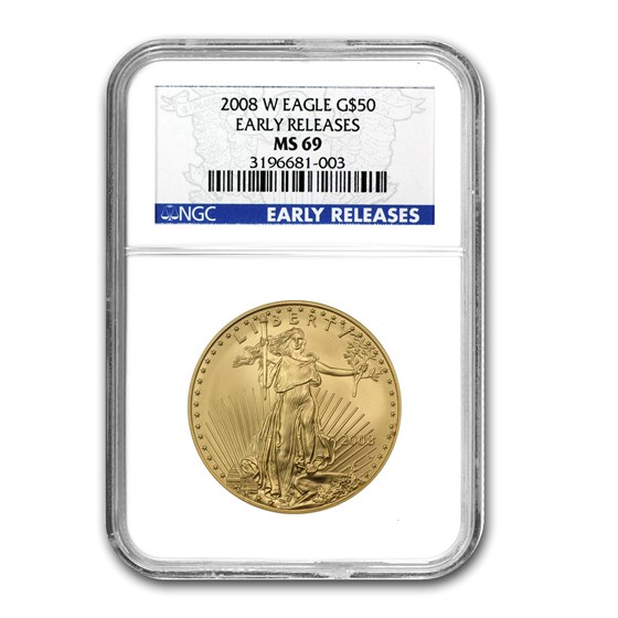 2008-W 1 oz Burnished Gold Eagle MS-69 NGC (ER) 2008-W 1 oz Burnished Gold Eagle MS-69 NGC (ER)