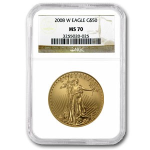 2008-W 1 oz Burnished Gold Eagle MS-70 NGC 2008-W 1 oz Burnished Gold Eagle MS-70 NGC
