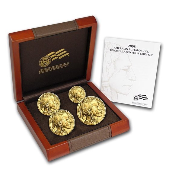 2008-W 4-Coin Gold Buffalo Set BU (w/Box & COA) 2008-W 4-Coin Gold Buffalo Set BU (w/Box & COA)