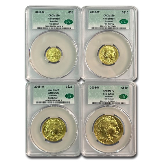 2008-W 4-Coin Gold Buffalo Set MS-70 CACG (First Delivery) 2008-W 4-Coin Gold Buffalo Set MS-70 CACG (First Delivery)