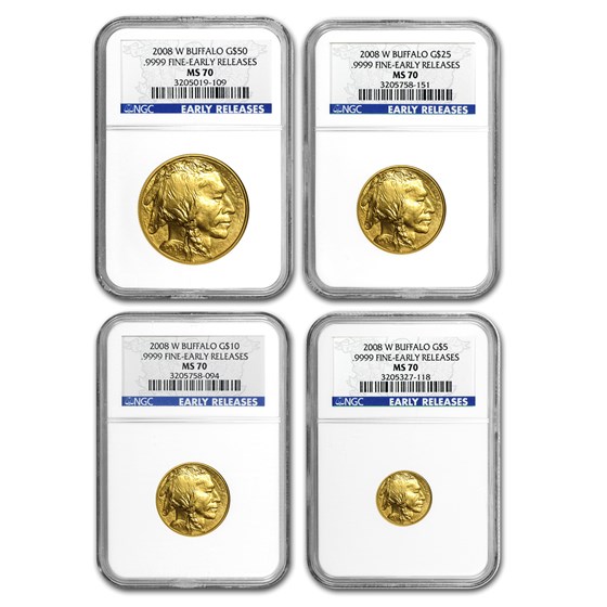2008-W 4-Coin Gold Buffalo Set MS-70 NGC (Early Releases) 2008-W 4-Coin Gold Buffalo Set MS-70 NGC (Early Releases)