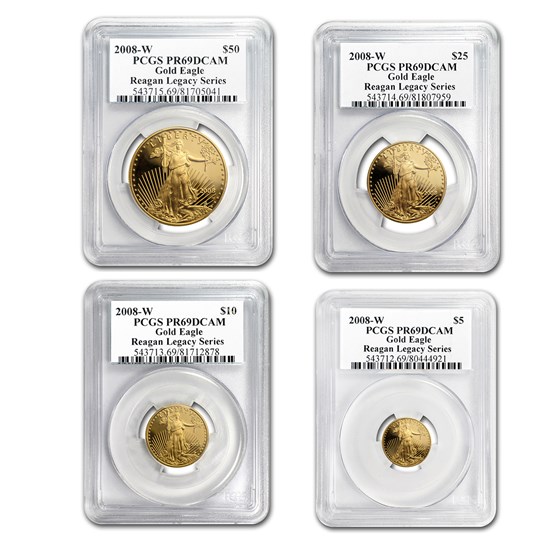 2008-W 4-Coin Proof American Gold Eagle Set PR-69 PCGS 2008-W 4-Coin Proof American Gold Eagle Set PR-69 PCGS