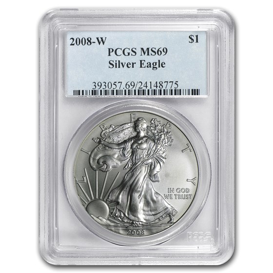 2008-W Burnished American Silver Eagle MS-69 PCGS 2008-W Burnished American Silver Eagle MS-69 PCGS