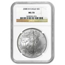 2008-W Burnished American Silver Eagle MS-70 NGC 2008-W Burnished American Silver Eagle MS-70 NGC
