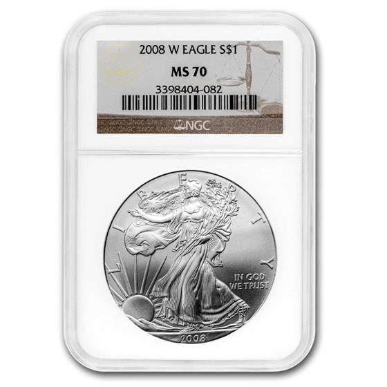 2008-W Burnished American Silver Eagle MS-70 NGC 2008-W Burnished American Silver Eagle MS-70 NGC