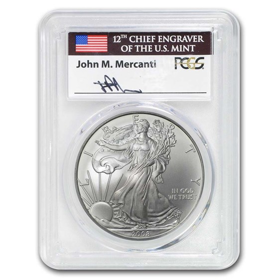 2008-W Burnished American Silver Eagle MS-70 PCGS (Mercanti) 2008-W Burnished American Silver Eagle MS-70 PCGS (Mercanti)