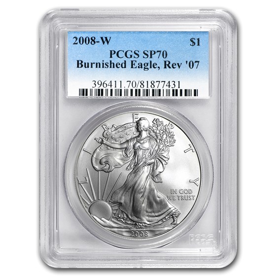 2008-W Burnished American Silver Eagle SP-70 PCGS (Rev '07) 2008-W Burnished American Silver Eagle SP-70 PCGS (Rev '07)