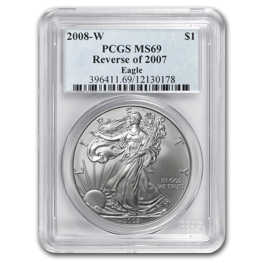 2008-W Burnished American Silver Eagle SP/MS-69 PCGS (Rev '07)