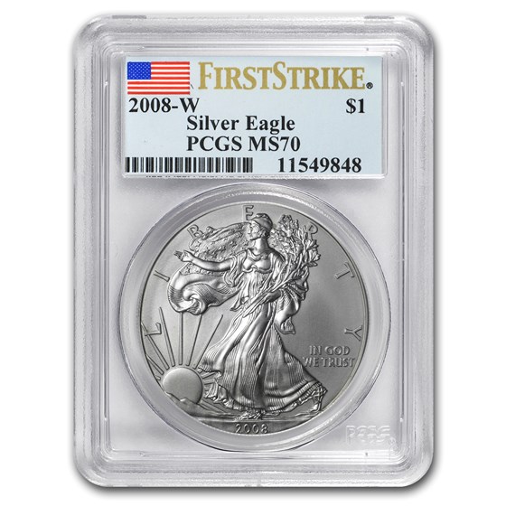 2008-W Burnished American Silver Eagle SP/MS-70 PCGS (FS) 2008-W Burnished American Silver Eagle SP/MS-70 PCGS (FS)