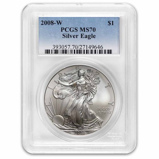 2008-W Burnished American Silver Eagle SP/MS-70 PCGS 2008-W Burnished American Silver Eagle SP/MS-70 PCGS