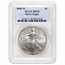 2008-W Burnished American Silver Eagle SP/MS-70 PCGS