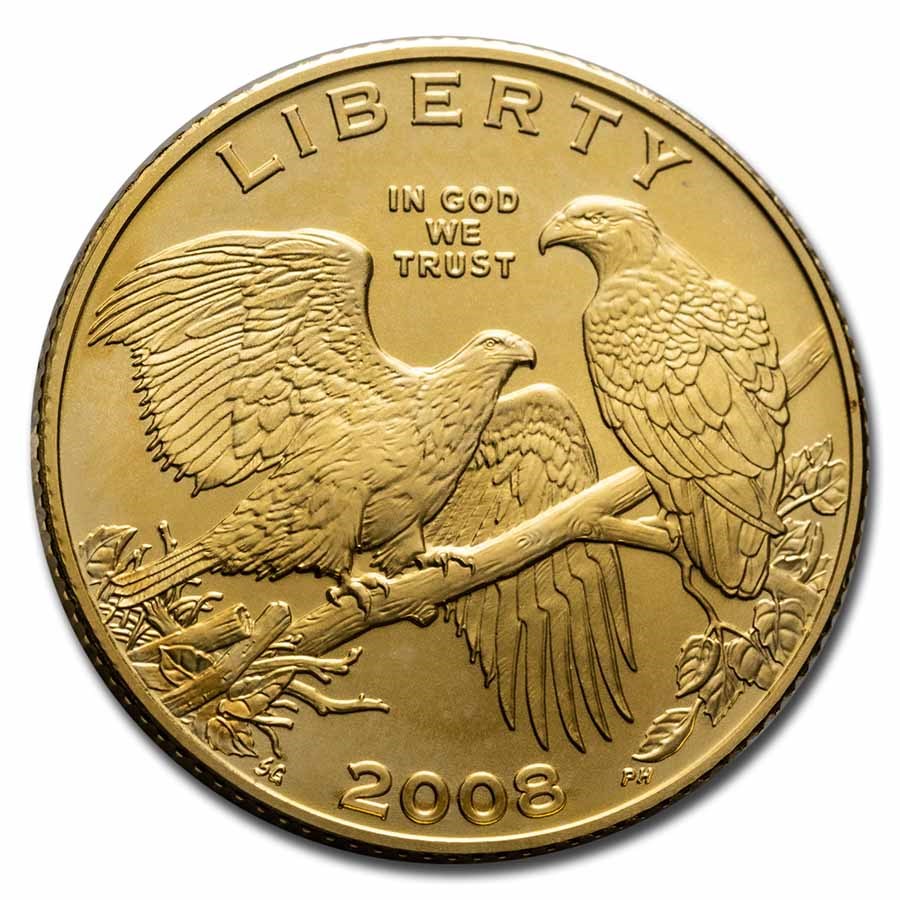 2008-W Gold $5 Commem Bald Eagle BU (Capsule Only)