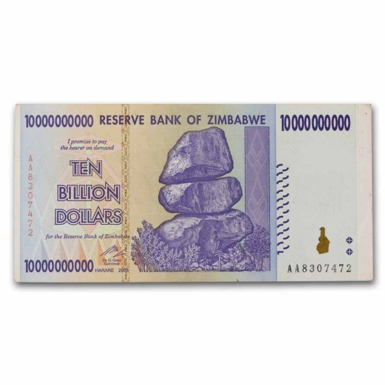 2008 Zimbabwe 10 Billion Dollars Dam Miner Avg Circ 2008 Zimbabwe 10 Billion Dollars Dam Miner Avg Circ