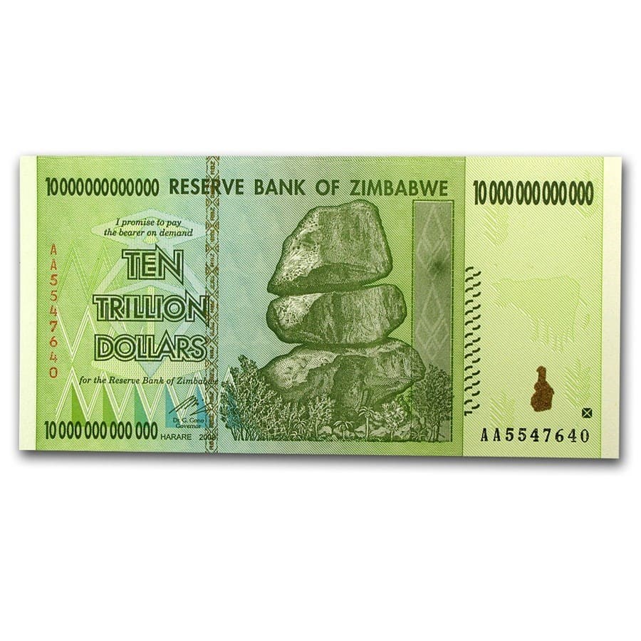 2008 Zimbabwe 10 Trillion Dollars Two Towers Unc