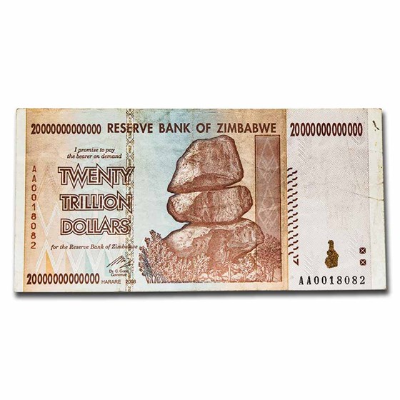 2008 Zimbabwe 20 Trillion Dollars Miner/Grain Elevators Avg Circ