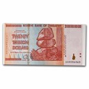 2008 Zimbabwe 20 Trillion Dollars Miner/Grain Elevators Unc