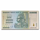 2008 Zimbabwe 50 Million Dollars Water Buffalo Fort Avg Circ