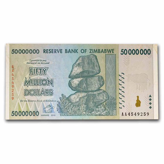 2008 Zimbabwe 50 Million Dollars Water Buffalo Fort Avg Circ 2008 Zimbabwe 50 Million Dollars Water Buffalo Fort Avg Circ