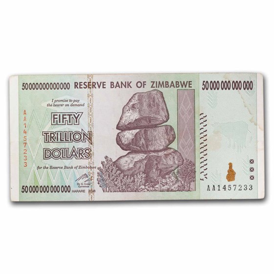 2008 Zimbabwe 50 Trillion Dollars Dam Elephant Avg Circ 2008 Zimbabwe 50 Trillion Dollars Dam Elephant Avg Circ