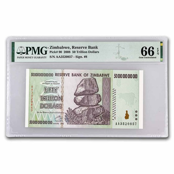 2008 Zimbabwe 50 Trillion Dollars Dam Elephant CU-66 EPQ PMG 2008 Zimbabwe 50 Trillion Dollars Dam Elephant CU-66 EPQ PMG