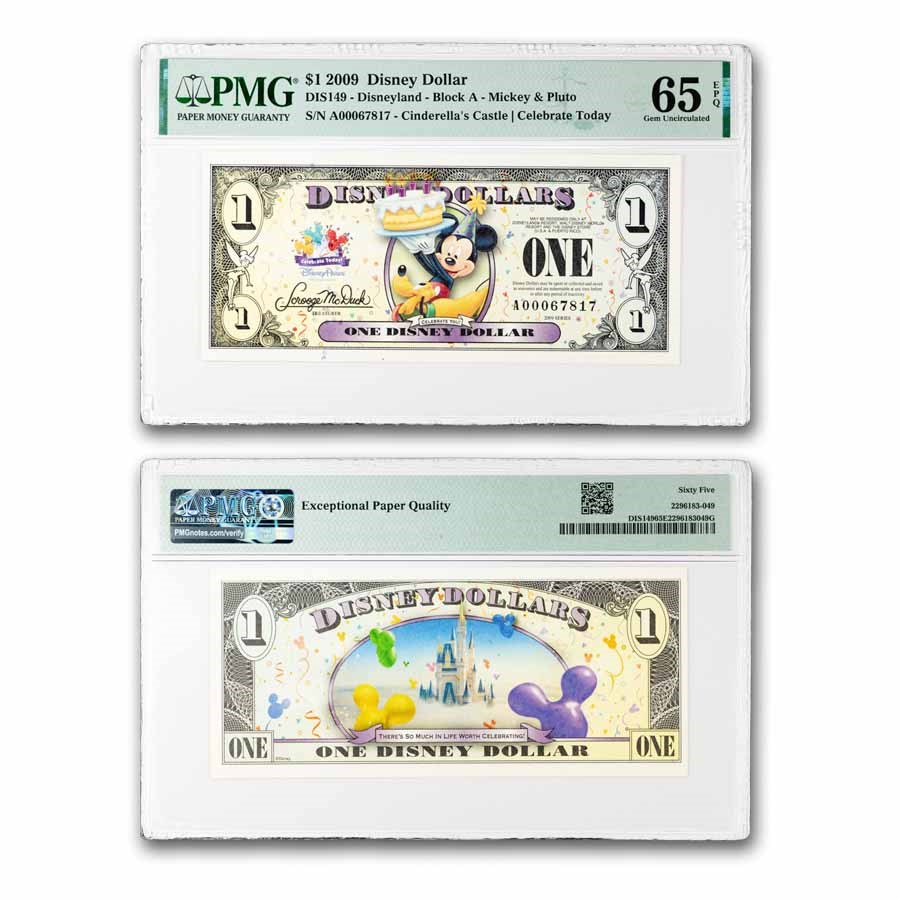 2009 $1.00 (A) Mickey & Pluto, CU-65 EPQ PMG (DIS#149)