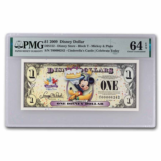 2009 $1.00 (T) Mickey & Pluto CU-64 EPQ PMG (DIS#152) 2009 $1.00 (T) Mickey & Pluto CU-64 EPQ PMG (DIS#152)