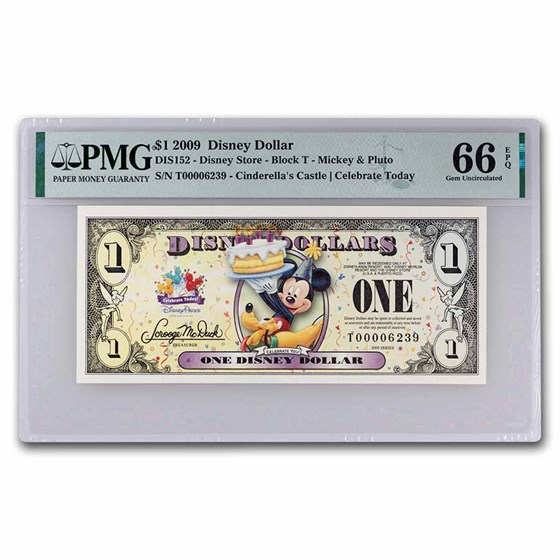 2009 $1.00 (T) Mickey & Pluto CU-66 EPQ PMG (DIS#152) 2009 $1.00 (T) Mickey & Pluto CU-66 EPQ PMG (DIS#152)