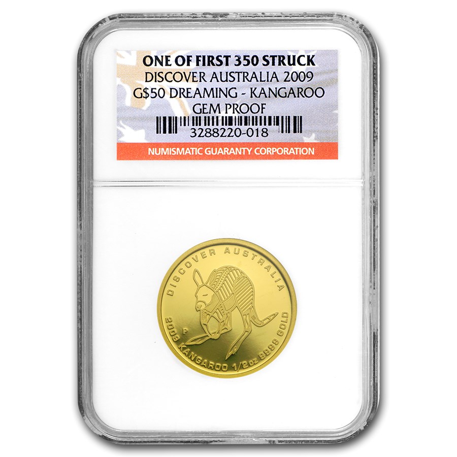 2009 1/2 oz Gold Kangaroo Discover Australia Gem Proof NGC