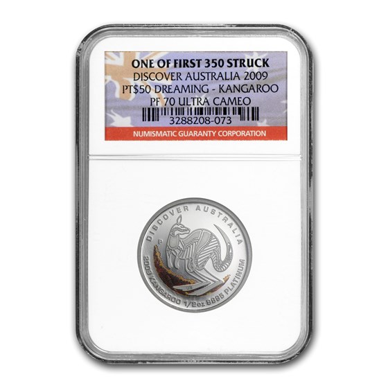 2009 1/2 oz Proof Platinum Kangaroo Discover Australia PF-70 NGC 2009 1/2 oz Proof Platinum Kangaroo Discover Australia PF-70 NGC