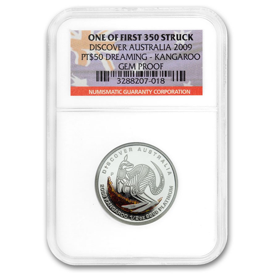 2009 1/2 oz PT Discover Australia Dreaming Kangaroo Gem Proof NGC