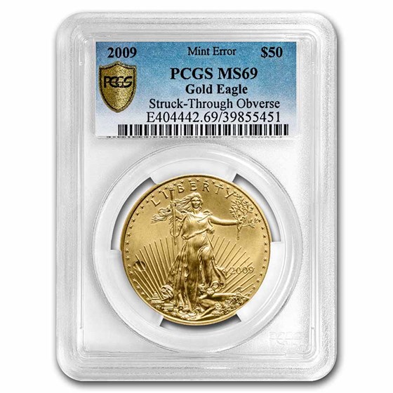 2009 1 oz American Gold Eagle MS-69 PCGS (Error, Struck-Thru Obv) 2009 1 oz American Gold Eagle MS-69 PCGS (Error, Struck-Thru Obv)